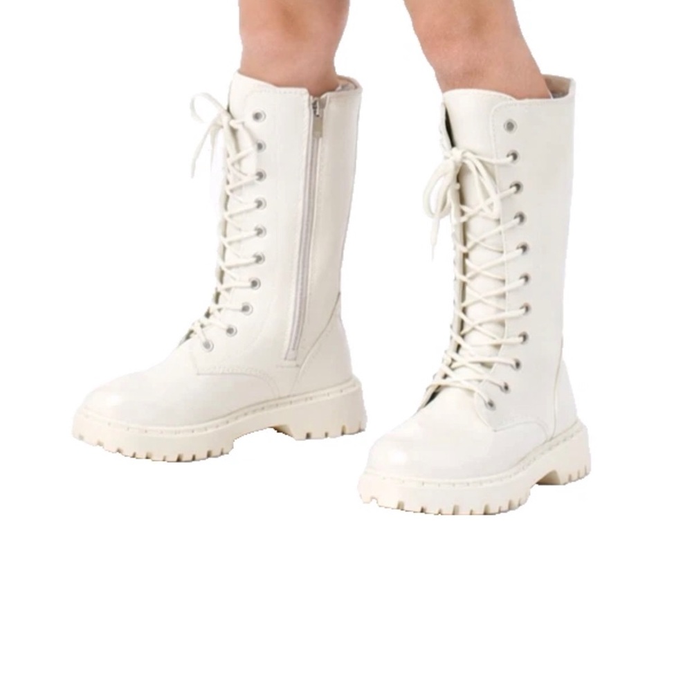 Girls Boots Mid-Calf lace-up chunky combat boots Gothic K-pop Style size EUR 32